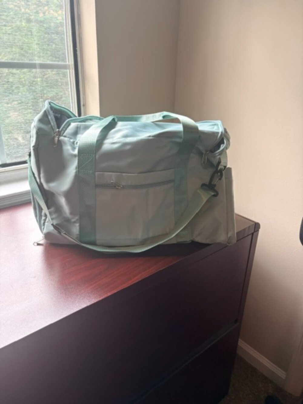 Large Mint Green Travel Duffel Bag Weekender Gym Bag with Shoulder Strap